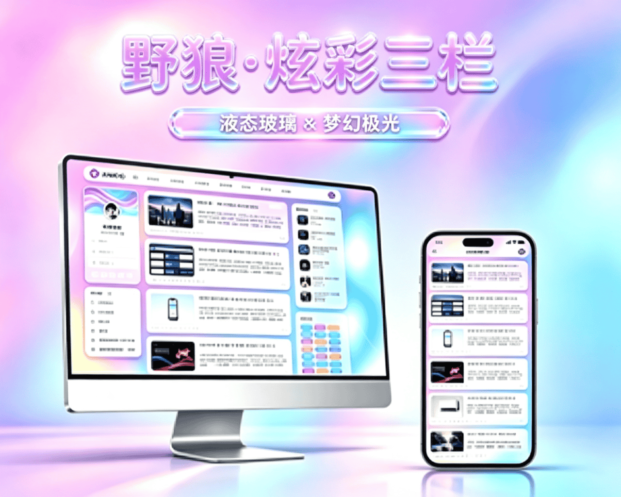 炫彩三栏 液态玻璃主题